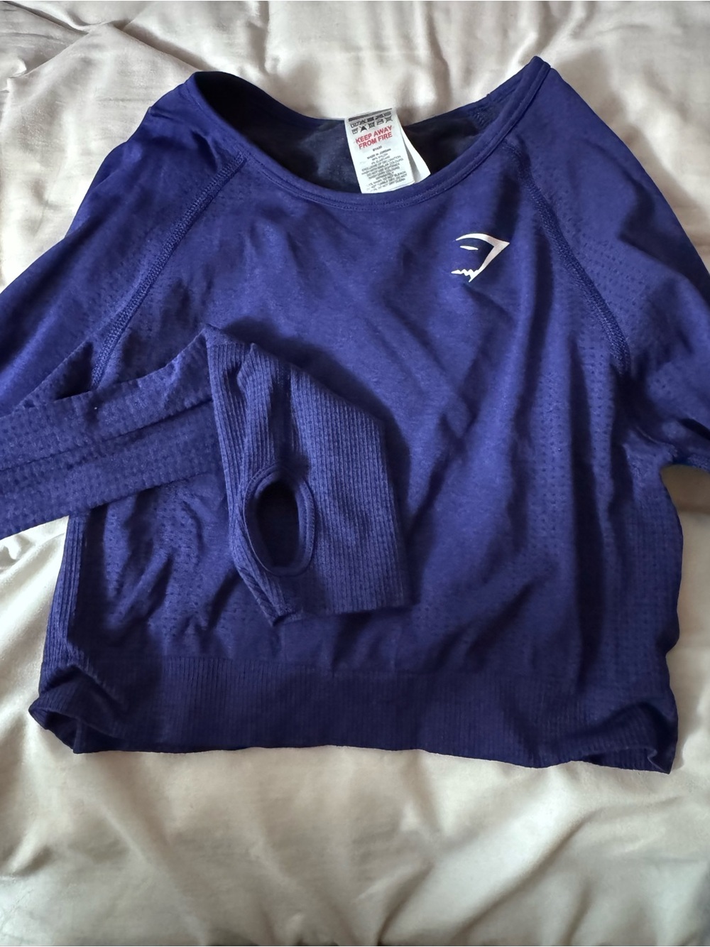 Gymshark Deep Purple Long Sleeve Crop Top with Thumbholes